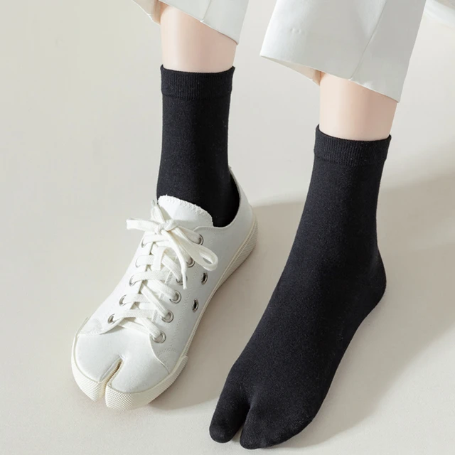 Chaussettes en fibre à deux doigts pour hommes et femmes, bonneterie d'été,  tongs kimono noires, sandale fendue, Nsilk ia, blanc Tabi Parker, chaussette  Harajuku - AliExpress