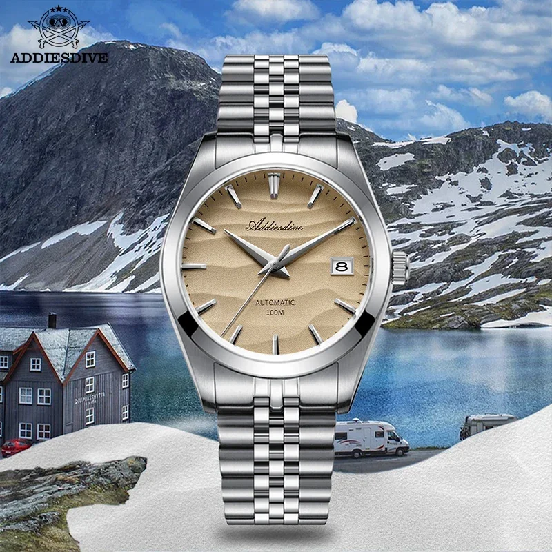 ADDIESDIVE NEW AD2059 Desert Dial NH35A Automatic Watch Classic 100M Dive Mens Mechanical Watches Wristwatch 39mm Relojes Hombres mechanical watch diver watch