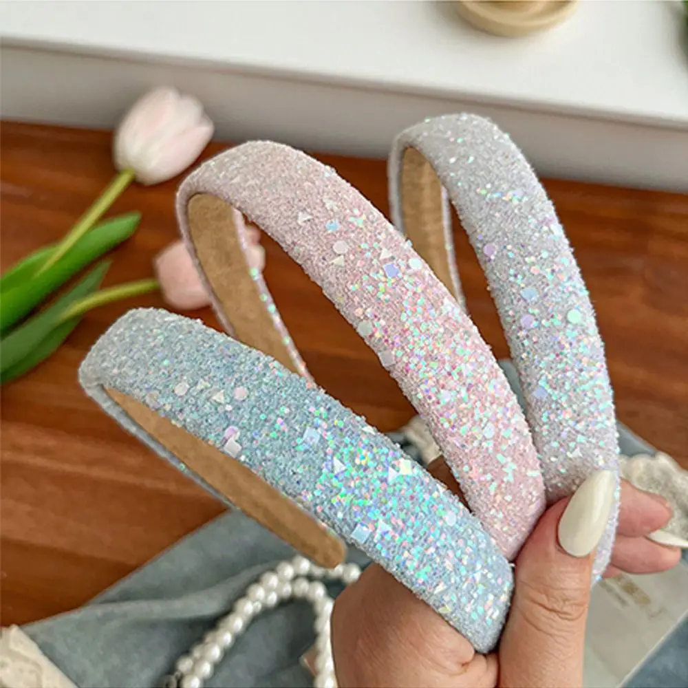 

Cloth Glitter Sequins Headband Charm Sparkly Non-slip Wide Headbands Craft Headwear Hair Hoop Hair Accessories