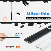 6MM Ultra Thin Magnetic Track Light Flexible DC48V Smart Tuya Zigbee System Black White Slim Ceilling Surface Mounted Home 1