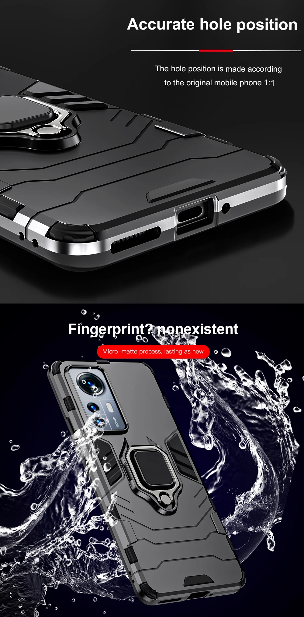 KEYSION Stoßfeste Rüstungshülle für Xiaomi 12S Pro 5G 12 Lite Silikon + PC-Ringständer Telefonrückseite für Xiaomi Mi 12 P_voghion.com