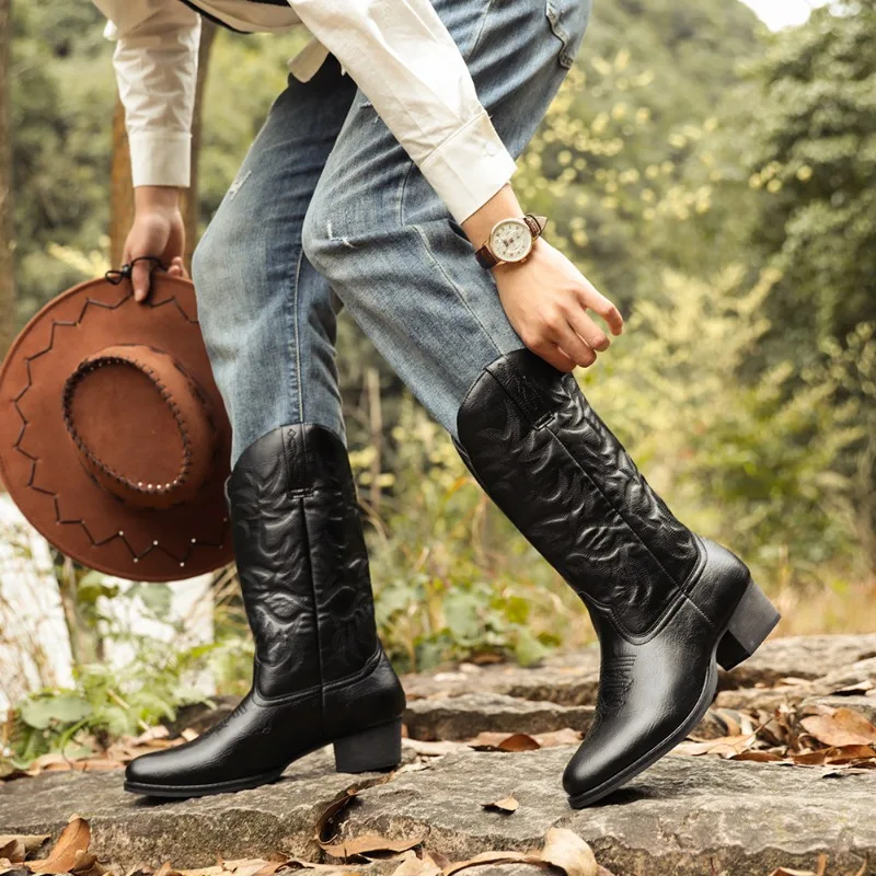 Mid-calf Boots Handmade Retro Western Cowboy Boots Leisure Casual Loafers Sneakers Riding Shoes Men Women unisex platform boots