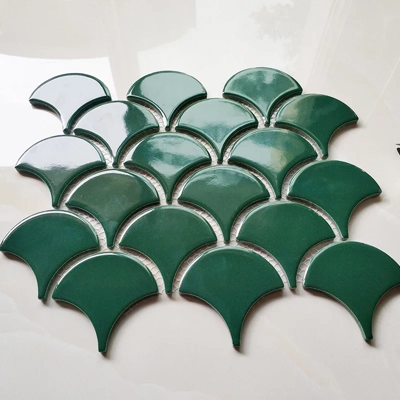 Modern minimalist dark green ceramic mosaic bathroom toilet kitchen bar ice crack tile fish bone feather brick