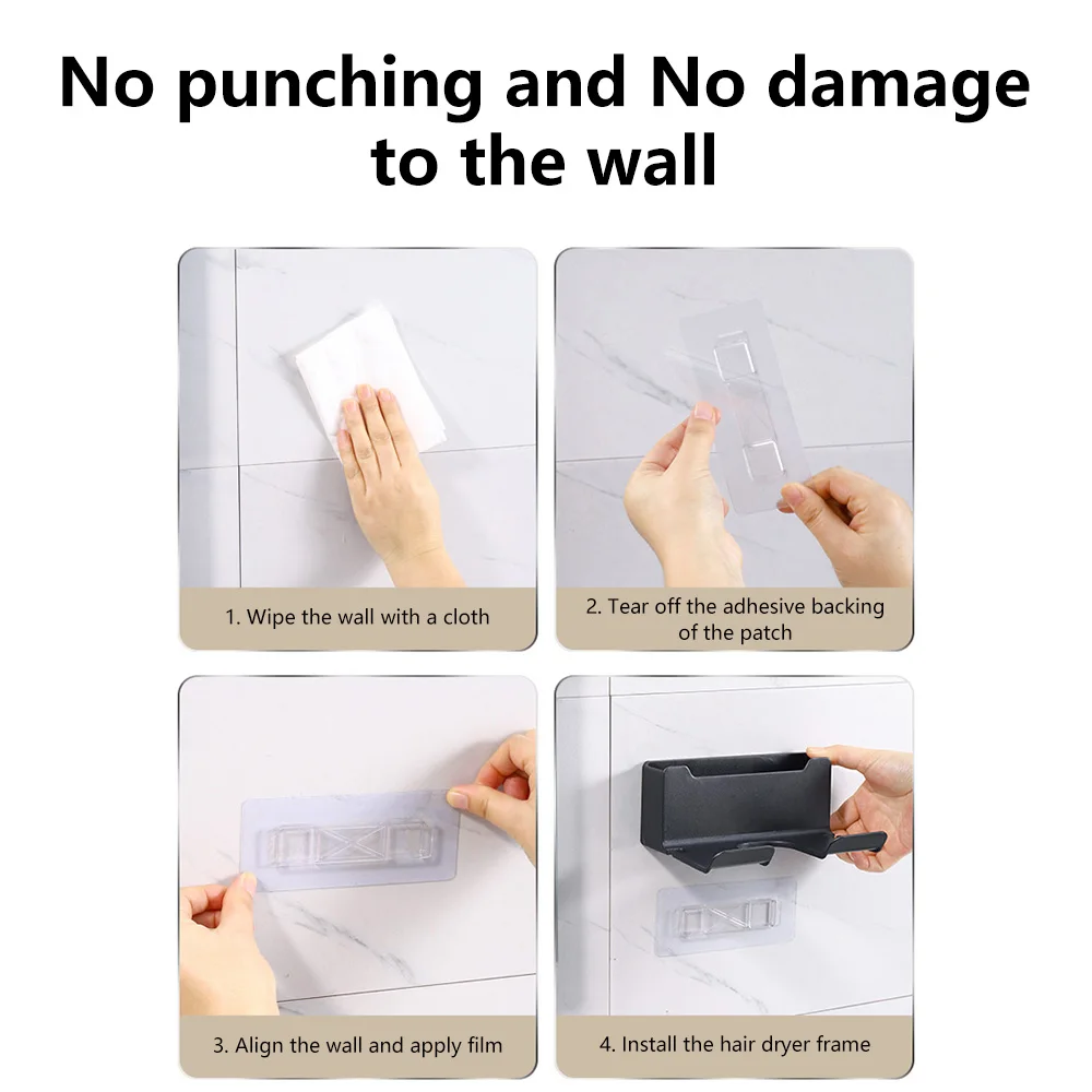 Hair Dryer Holder Bracket Bathroom Rack Storage Rack Wall Mounted Hair Dryer Bracket Wall Mounted Bathroom Shelf Storage