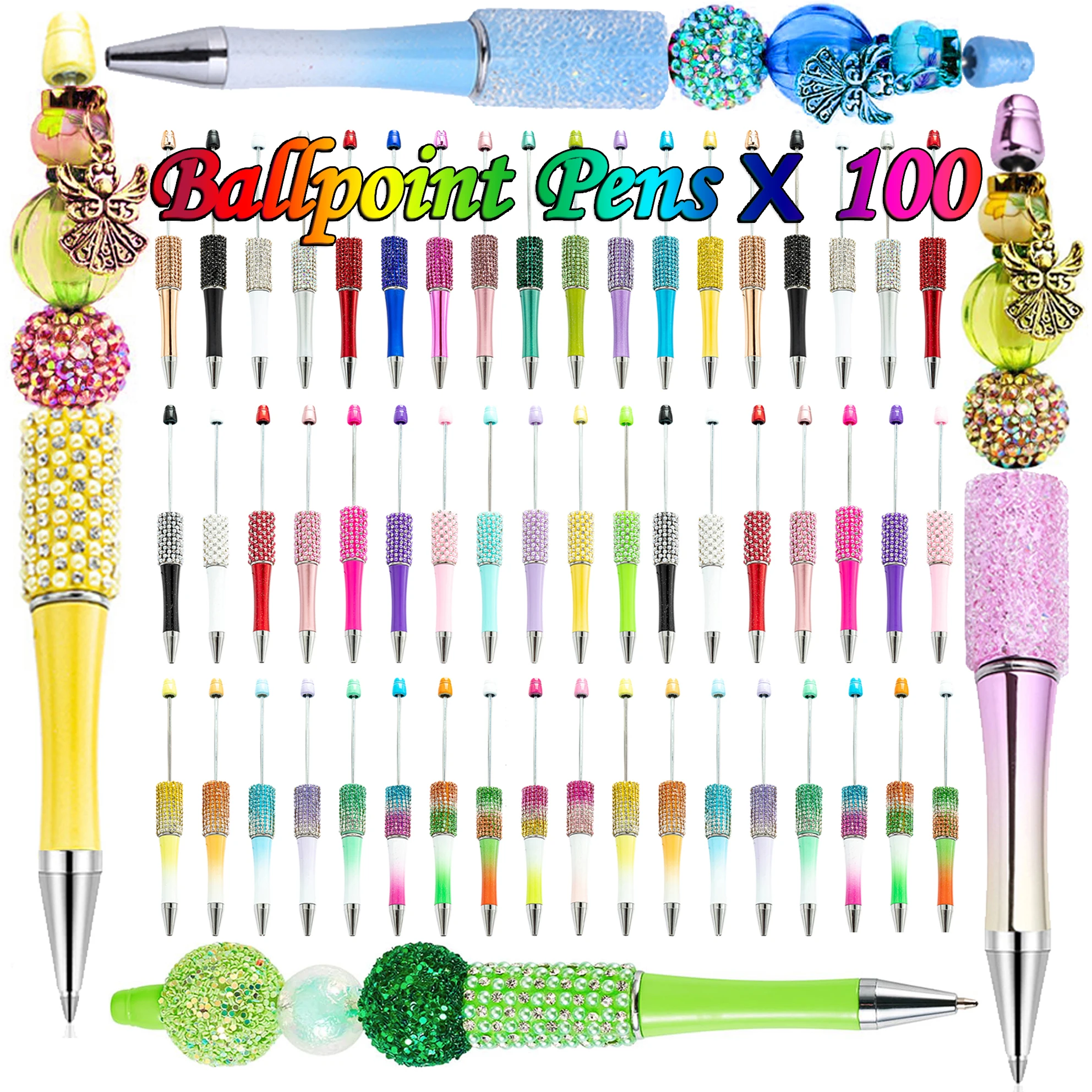 100pcs-wholesale-handmade-sticky-diamond-ballpoint-pens-stationery-student-gifts-school-office-supplies