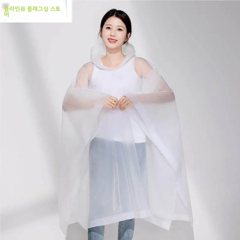 두꺼운 롱 후드 레인코트 유니섹스 일회용 휴대용 하이킹 여행 레인코트 대형 성인용 일회용 레인 판초