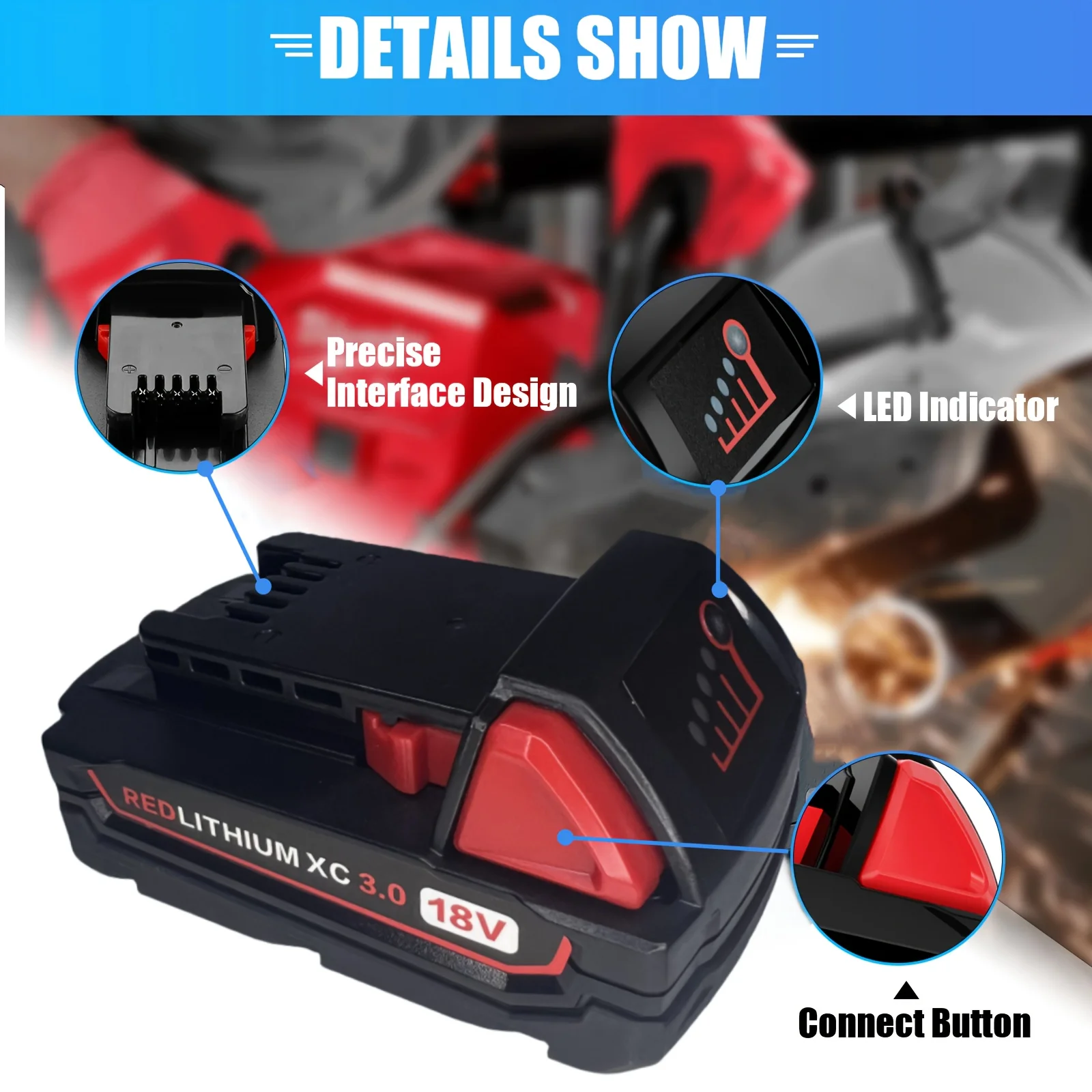 18V 3.0Ah Battery Replacement for Milwaukee M18 Battery 48-11-1850 48-11-1860 M18 Cordless Power Tools