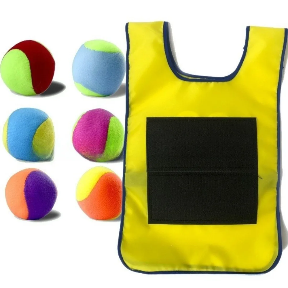 Waistcoat Stick Ball Vest Throwing Toys Kids Sports Toy Dodgeball Game with Sticky Ball Interactive Sticky Target Ball