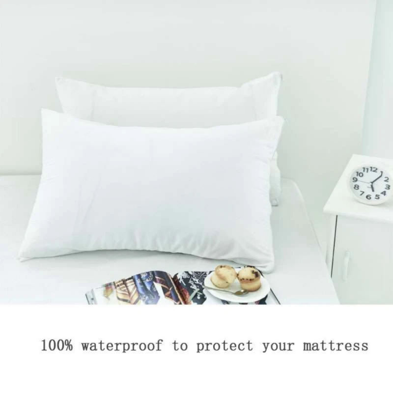 2PC White Pillow Cover Waterproof Pillow Protector Anti Mites Bed Bug Proof Zipper Pillow Cover Allergy Pilow Case 50X70CM 3