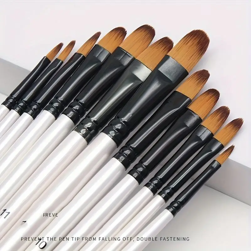 48Pcs 나무 손잡이 그림 브러시 예술가 초보자를위한 부드러운 나일론 Bristles 페인트 브러시 오일 수채화 아크릴 그림 D2RC