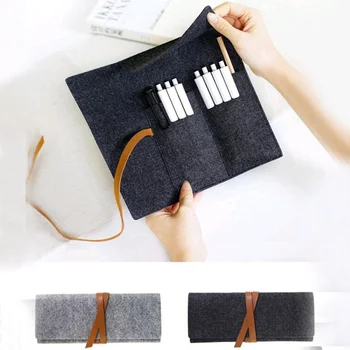 Astuccio semplice portapenne portatile di grande capacità tenda per cancelleria per studenti pittura in feltro borsa per penna in tessuto astuccio per penne in rotolo