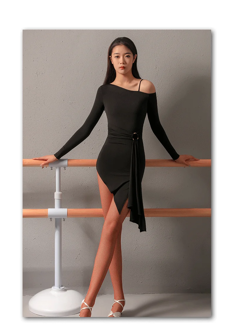 新品社交ダンス豪華黒スカートパーティタンゴフラメンコ9383