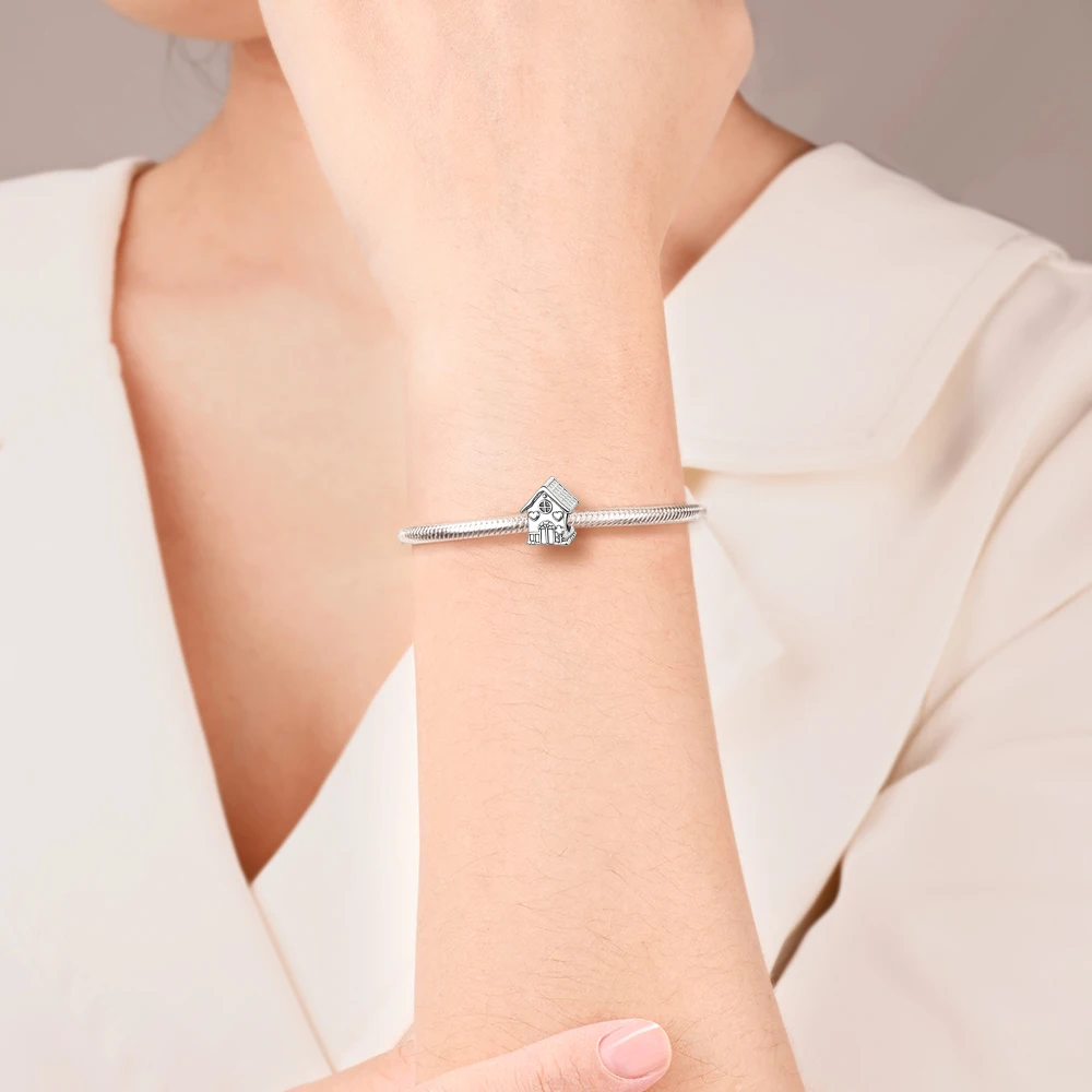  패밀리 심플 다용도 실버 코티지 비즈 하우스 참 오리지널 참 팔찌 여성 DIY 주얼리 선물