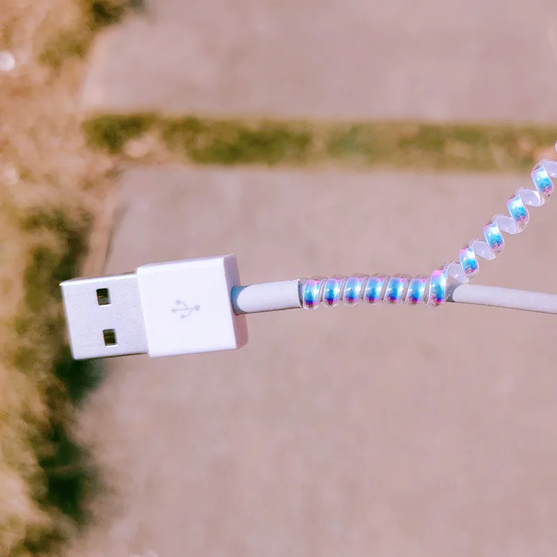 1.6m USB 충전 데이터 라인 케이블 보호기, 안티 브레이크 와이어 코드 보호 케이블 와인더 오거나이저 이어폰 데이터 보빈 와인더