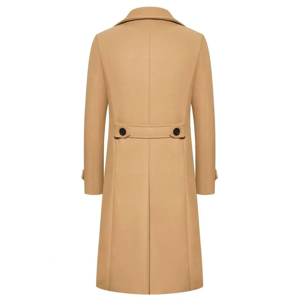 

Однотонное зимнее пальто, двубортное Мужское пальто, облегающий плотный теплый однотонный кардиган средней длины с длинным рукавом и защитой от ветра