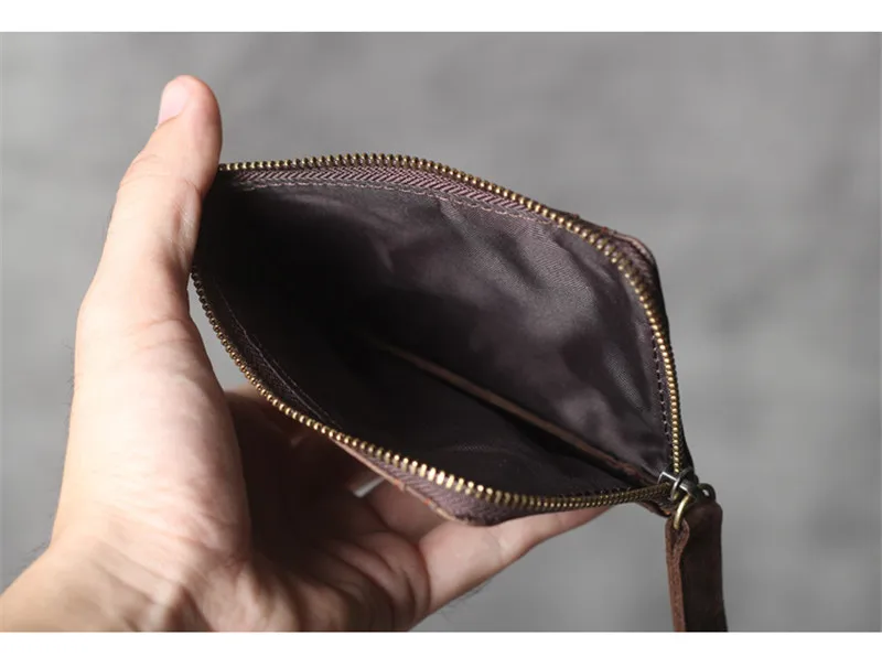 Vintage crazy horse cowhide men multi-card small coin purse simple natural genuine leather women ID driver's license wallet