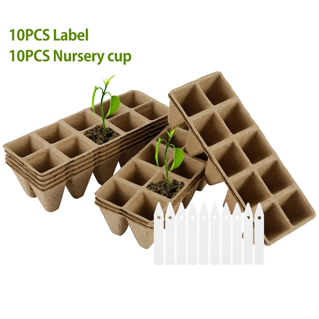10/20 db Palánták Indító Tálcák 10 Lyukak Biológiailag Lebontható Tőzeg Edények Organic Csírázó Növényi Beltéri - Image 4