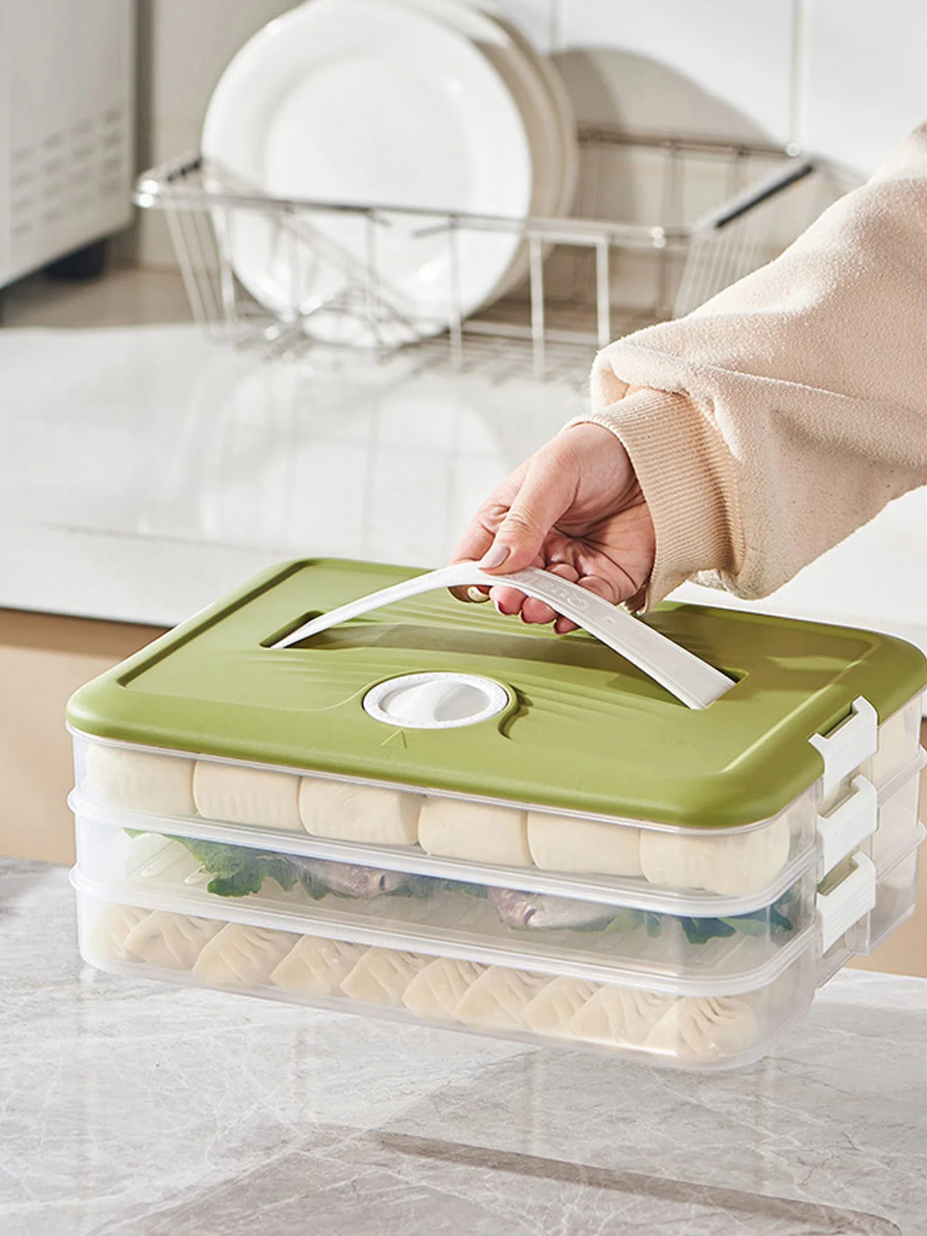 1PC Multi-Layer Dumpling Organizer Large Capacity Airtight & Quick-Freeze Container for Wonton & Food Storage Kitchen Essentials 6