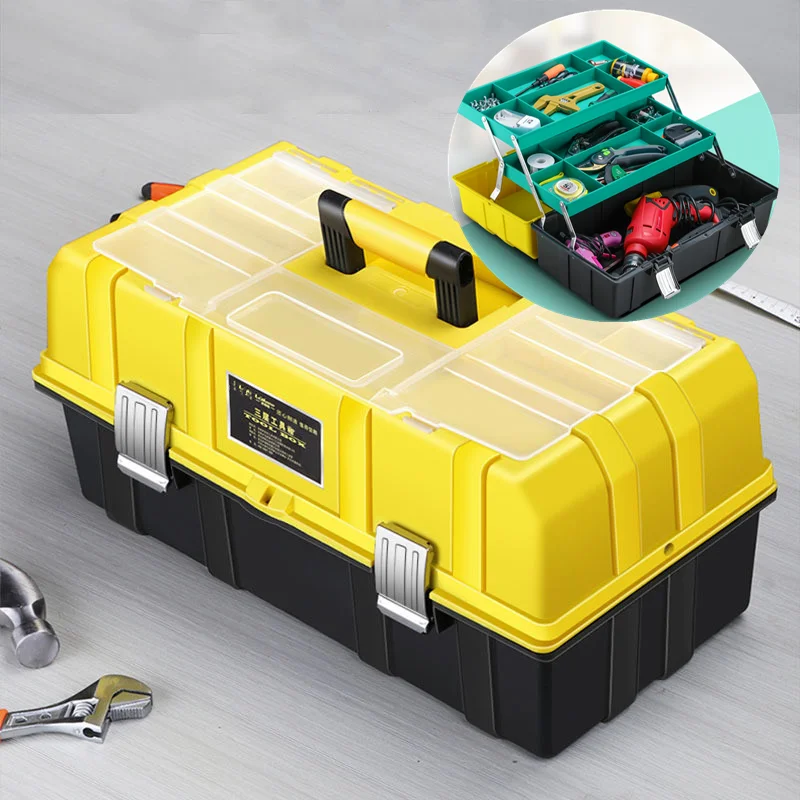 Portable Tool Box Double Layer Compartment Storage Organizers Toolbox