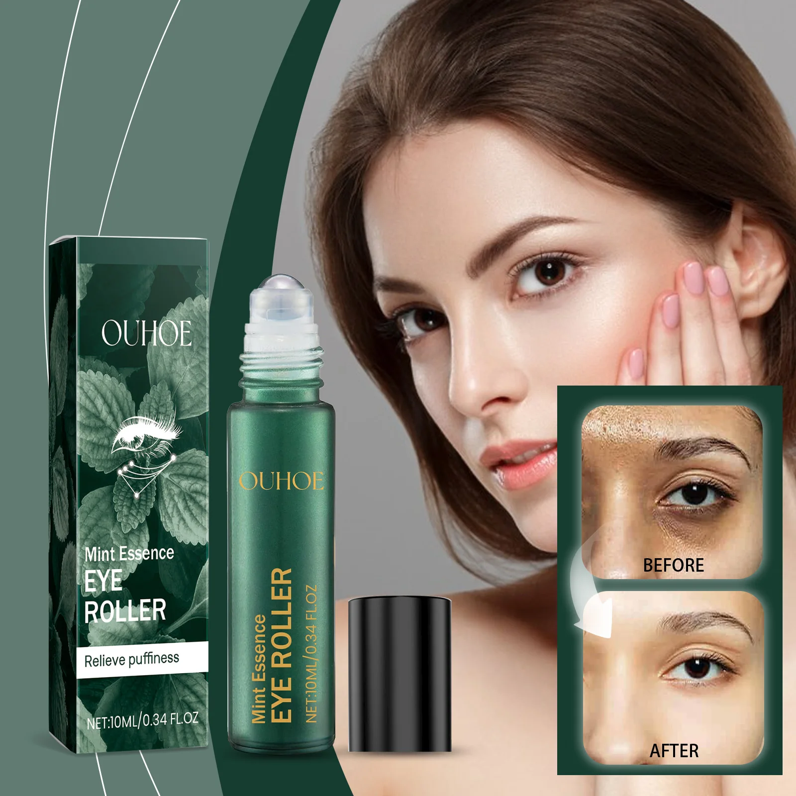 Mint Eye Serum Contains Vitamin C To Reduce Fine Lines and Crow's Feet. Moisturizing Eye Care Products. Skin Care Products