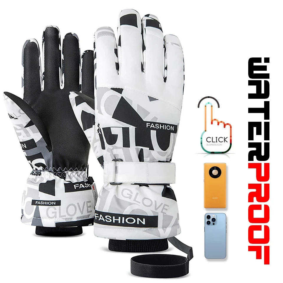 Ski Gloves Men Women Winter Warm Windproof Waterproof Touchscreen