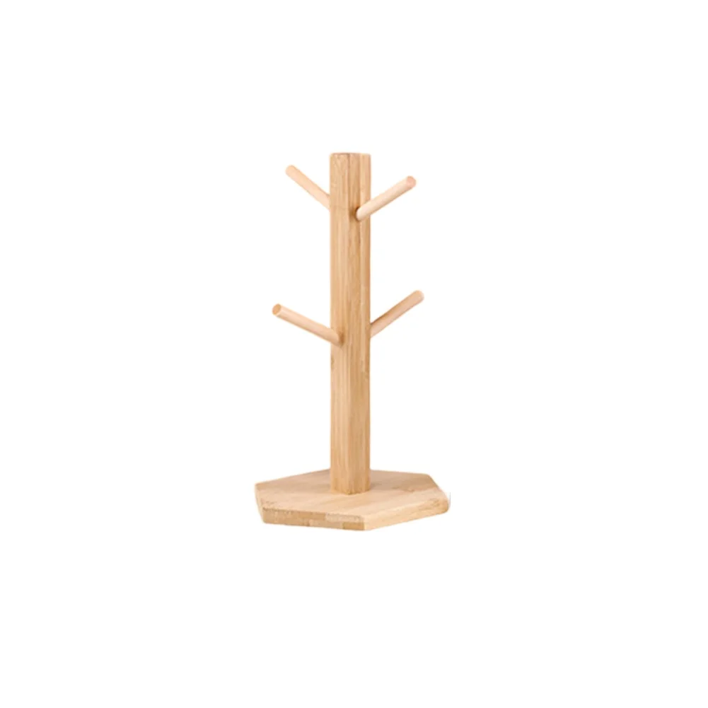 1 Set Tree Shape Wood Coffee Tea Cup Storage Holder Stand Mug Hanging Display Rack Drinkware Shelf 4/6 Hooks Home Kitchen1
