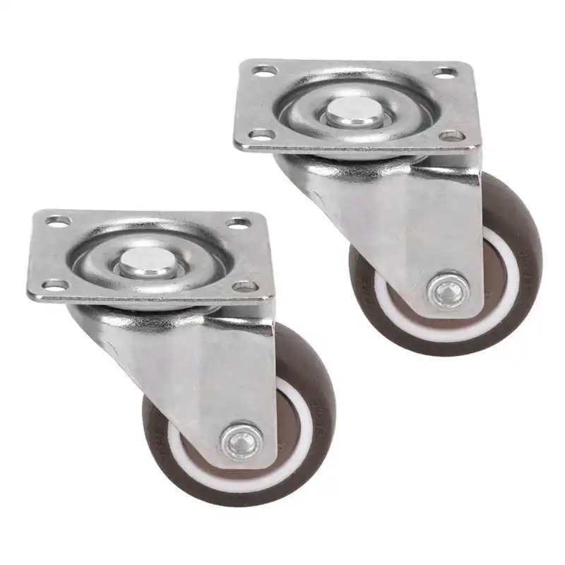 

2Pcs Plate Caster Wheel Metal Casters 33lb Load Bearing Rack Plating Chromium No-niose Flexible Caster Wheels