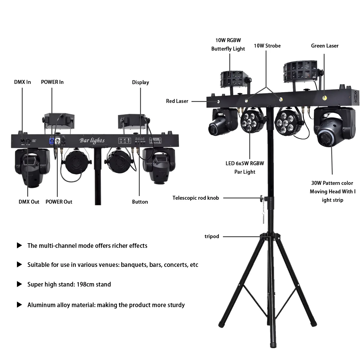 1set 1.9M or 2.5M Mobile Bracket Remote DMX512 Control 2 Butterfly 2 Beam Patter