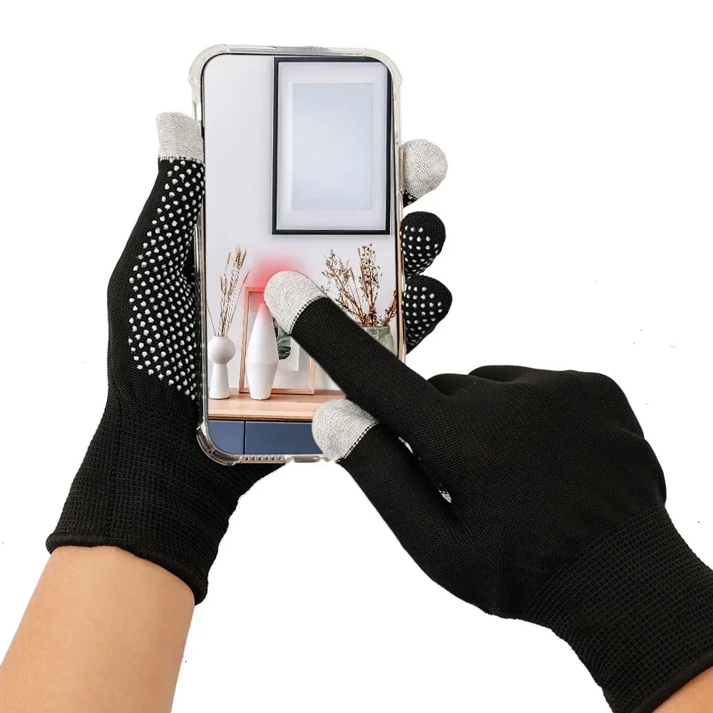 Cycling Gloves Fingerless Gloves Sports Gloves Half Finger Gloves Non-slip Nylon Gloves for Safety Work Outdoor Cycling Breathable Half Finger Gloves Mittens Men Fingerless Touchscreen
