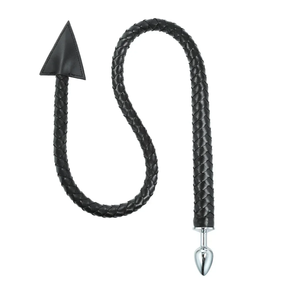 Anal Set Metal Plug Pu Leather Whip And Devil Tail Adult Toys_voghion.com