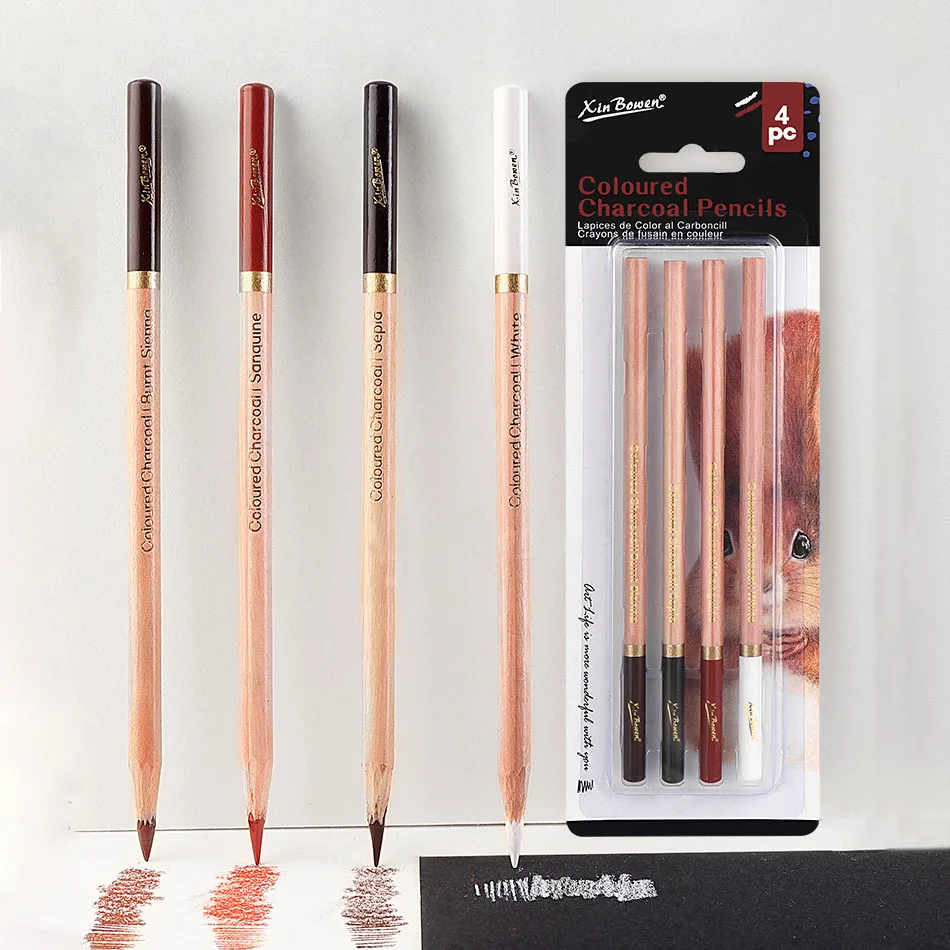 Professional Sketch Colored Charcoal Pencils Set Sketch Highlight Pencils For Drawing Sketching Shading Blending 4Pcs sketch pencils,charcoal pencils