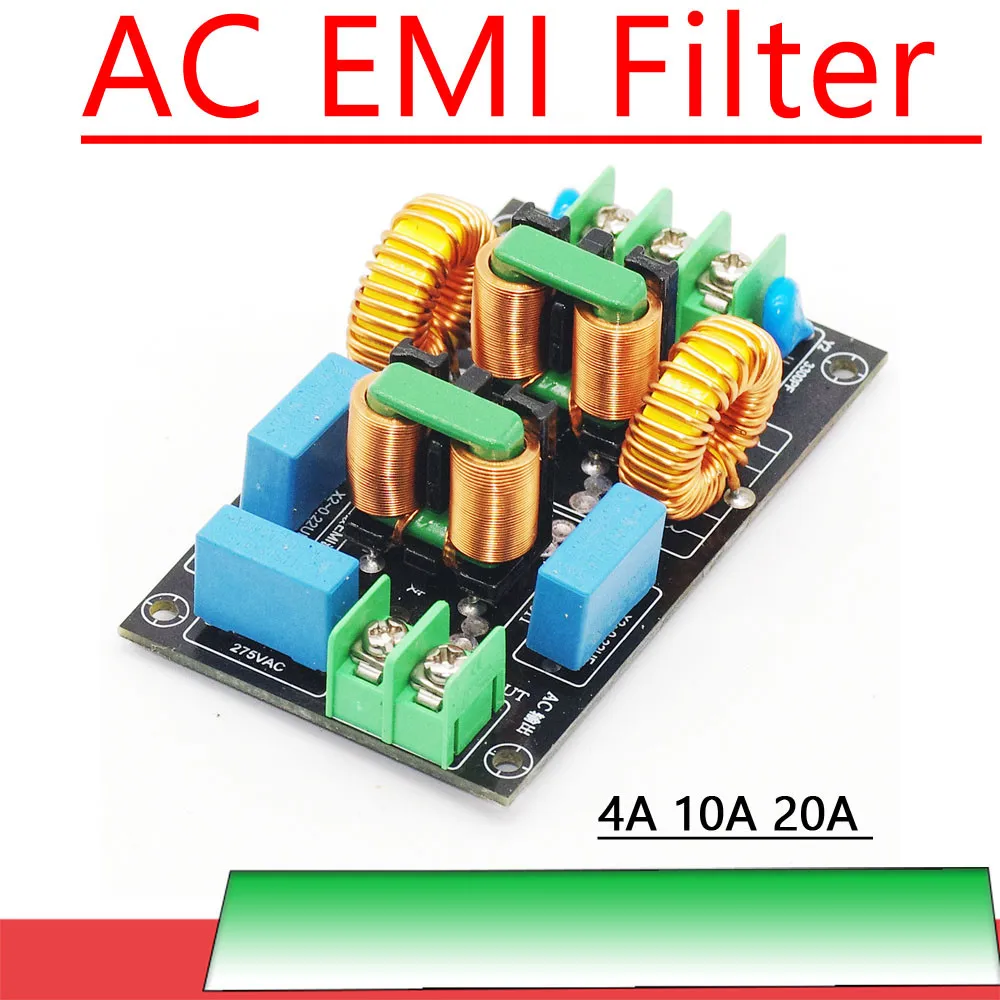 

4A 10A 20A 3-stage EMC EMI Power Filter Board AC 110V 220V Electromagnetic Interference Power Purifier Filter Noise Amplifier