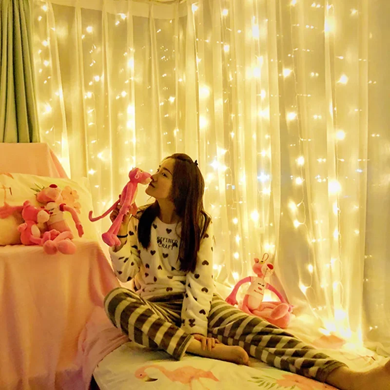 Description Picture 3 of item6/3M LED Curtain Garland USB String Lights Fairy Festoon Remote Control New Year Christmas Halloween Decorations for Home Room