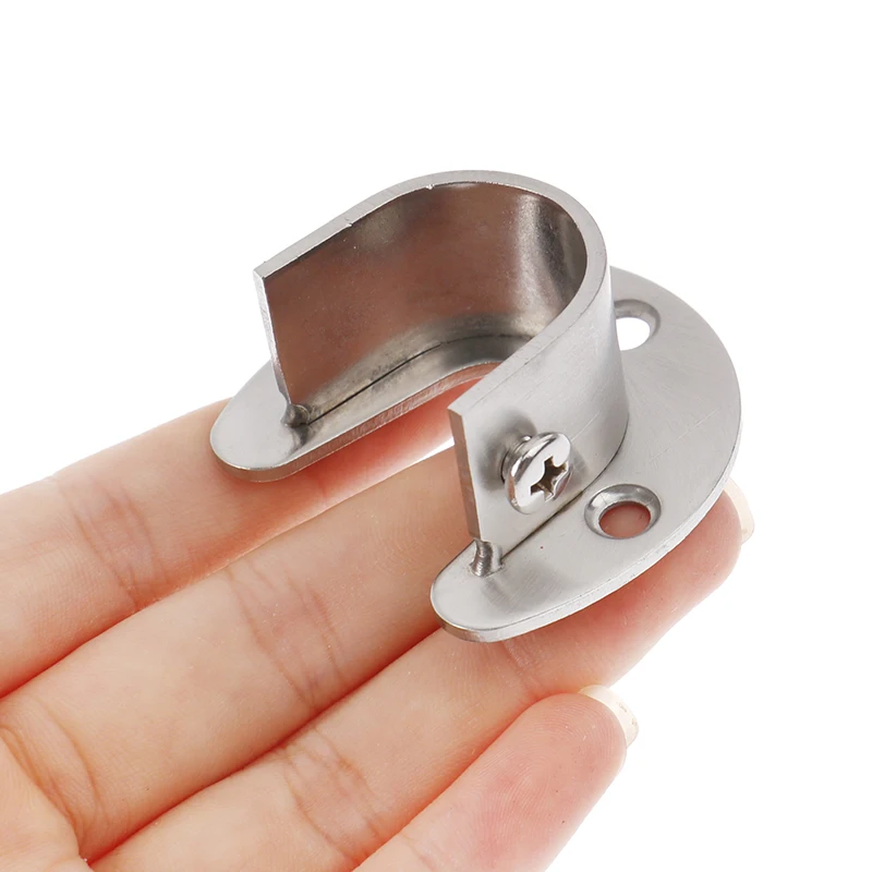 1pcs Wardrobe Bracket Heavy Duty Stainless Steel Rod Socket Flange Rod Holder Closet End Support 19/22/25/32mm U Shaped
