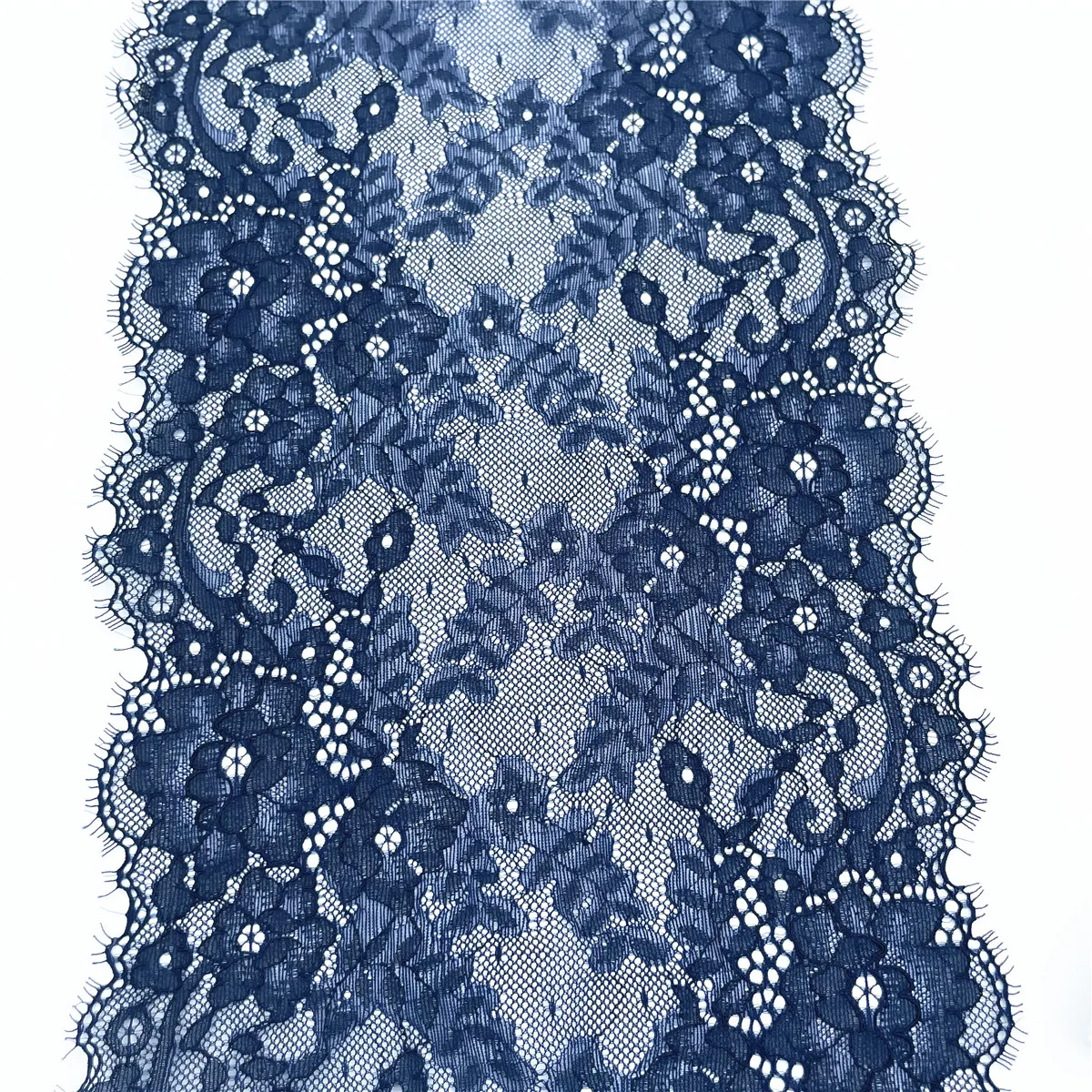 3y/lot 21.50cm 3 Colors Black Blue Eyelash Elastic Stretch Lace trim Skirt Hem Underwear Sewing Craft DIY Apparel Fabrics Lace 2