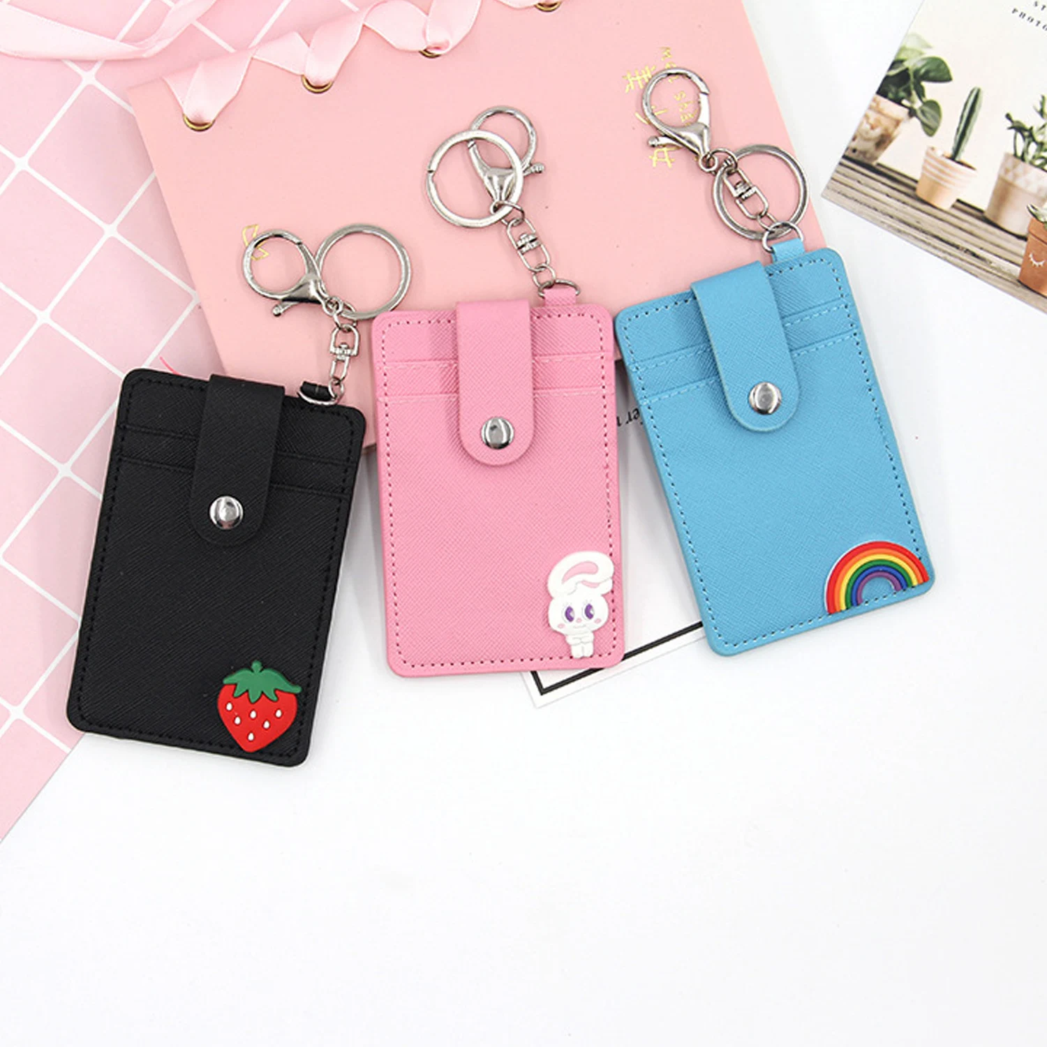 1Pc bank credit card holder bus ID cards holders women men fashion card bags keychain cute cartoon case key chain ring