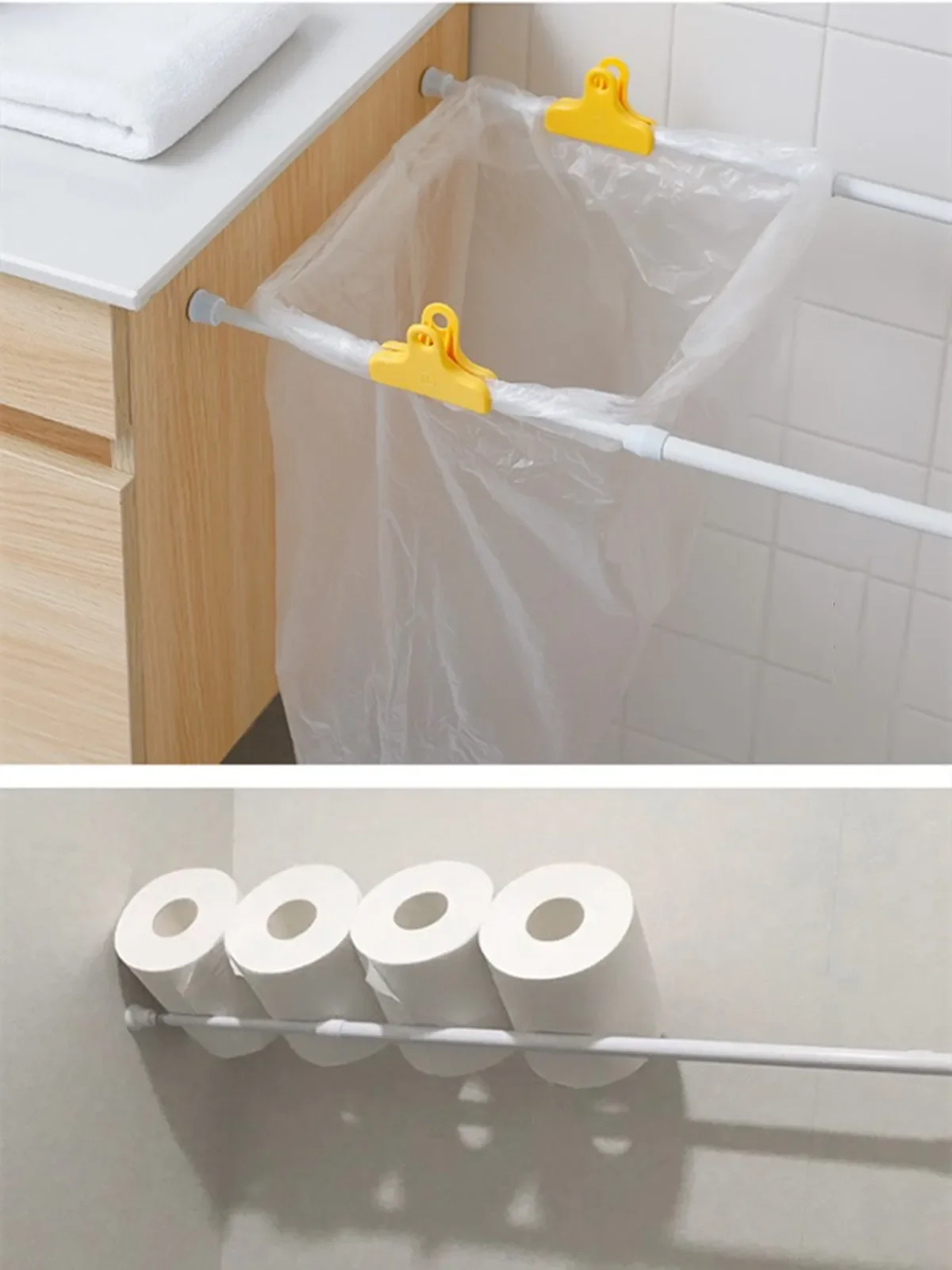 Description Picture 2 of itemMulti-Purpose Scalable Curtain Rods Adjustable Spring Curtain Rods Non Drilled Shower Curtain Rod for Bath Kitchen Storage Tools