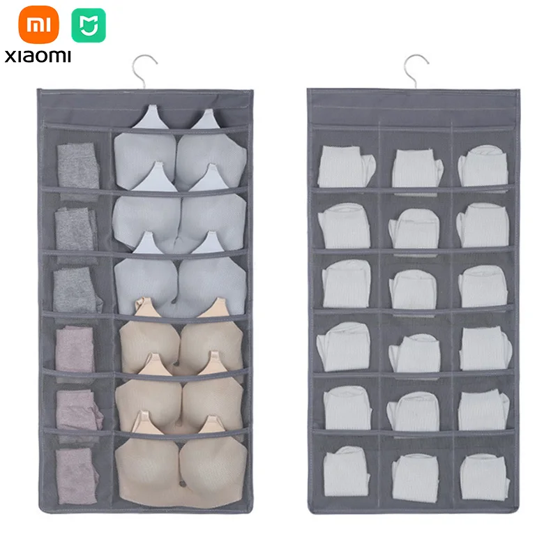 

Двухсторонние подвесные сумки для хранения нижнего белья Xiaomi Mijia, подвесные настенные складные сумки для домашнего гардероба, органайзер для нижнего белья и носков