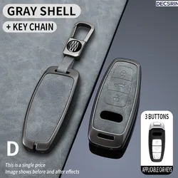 Luxury Leather Car Remote Key Case Cover (Gray Square Set)