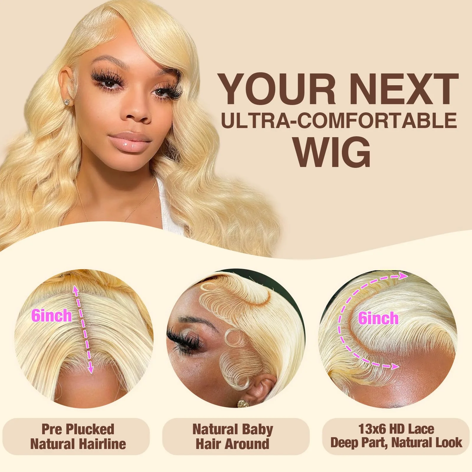 30 Inch 613 13x6 Wig Human Hair Pre Plucked 250% Density Blonde Wig Human Hair 13x4 Body Wave Lace Front Wigs Human Hair Blond 3