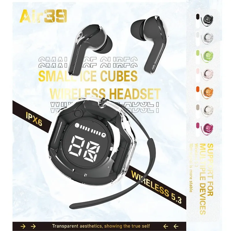 

2023 New Air39 Transparent ENC Noise Canceling Bluetooth 5.3 Earbuds Wireless Bluetooth Headset Works With Mic