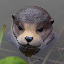 Floating Otter Head Pond Ornament - Creative Garden Decoration, Resin Craft (Brown)