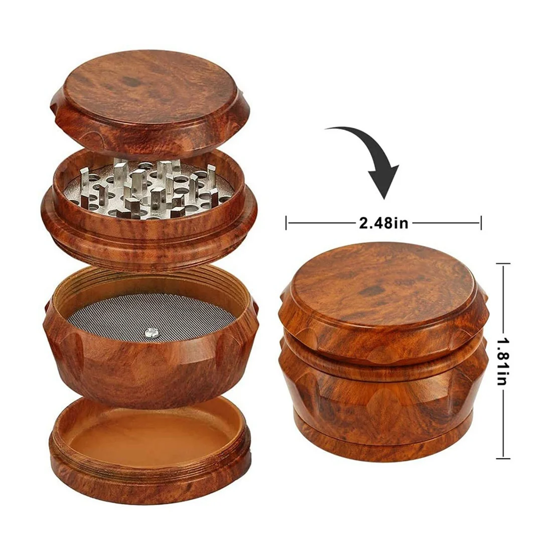 Wooden Grinder Large Capacity 4-Layer Grinder with Pollen Scraper Suitable for Home Kitchen Brown nut spice grinder herb grinder herb spice grinder