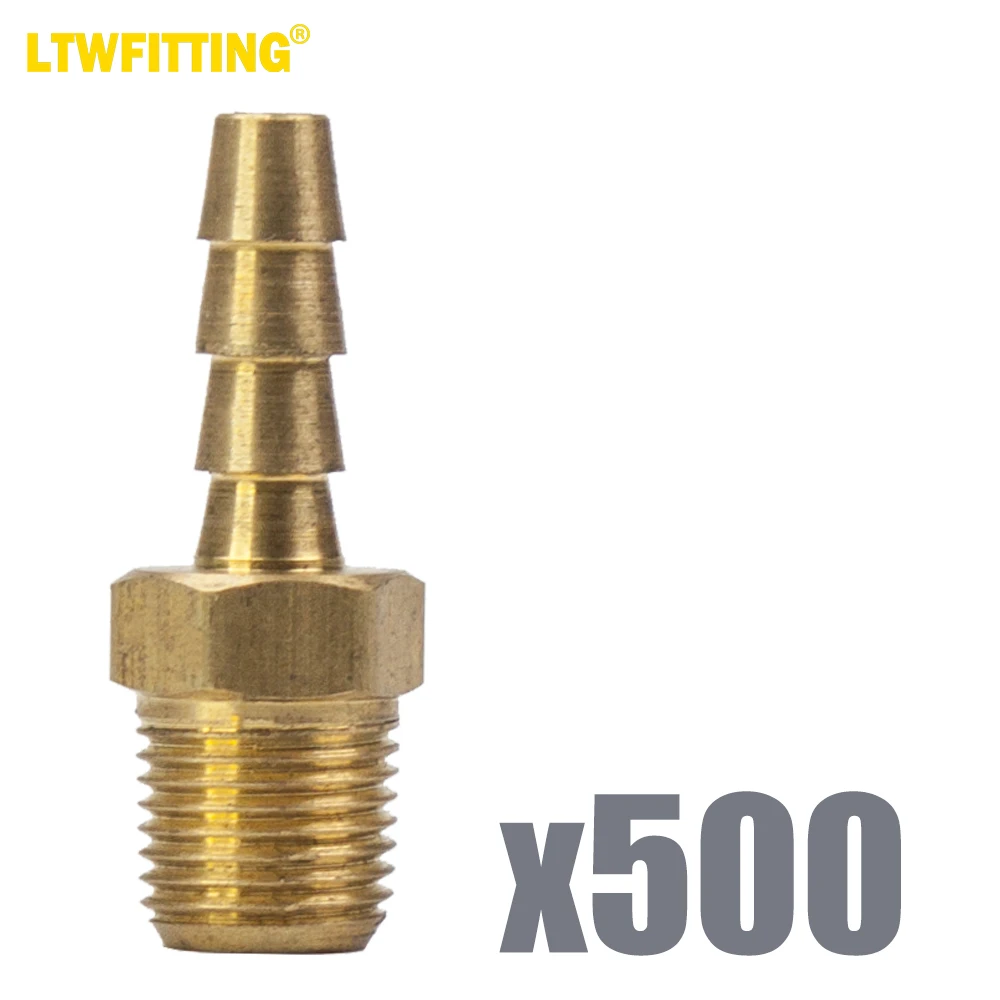 

LTWFITTING Brass Barb Fitting Coupler 3/16-Inch Hose ID x 1/8-Inch Male NPT Fuel Gas Water(Pack of 500)