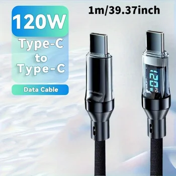 120W USB to Type C Cable Phone Super Fast Charging Cable With LED Display 100W Type-C To Type-C Data Cord For Huawei Oppo Vivo 2