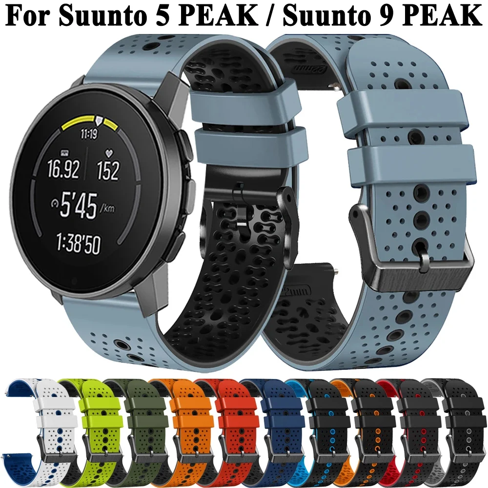 

Ремешок силиконовый для часов Suunto 5 Peak, сменный Воздухопроницаемый браслет для часов Suunto 9 Peak, 22 мм