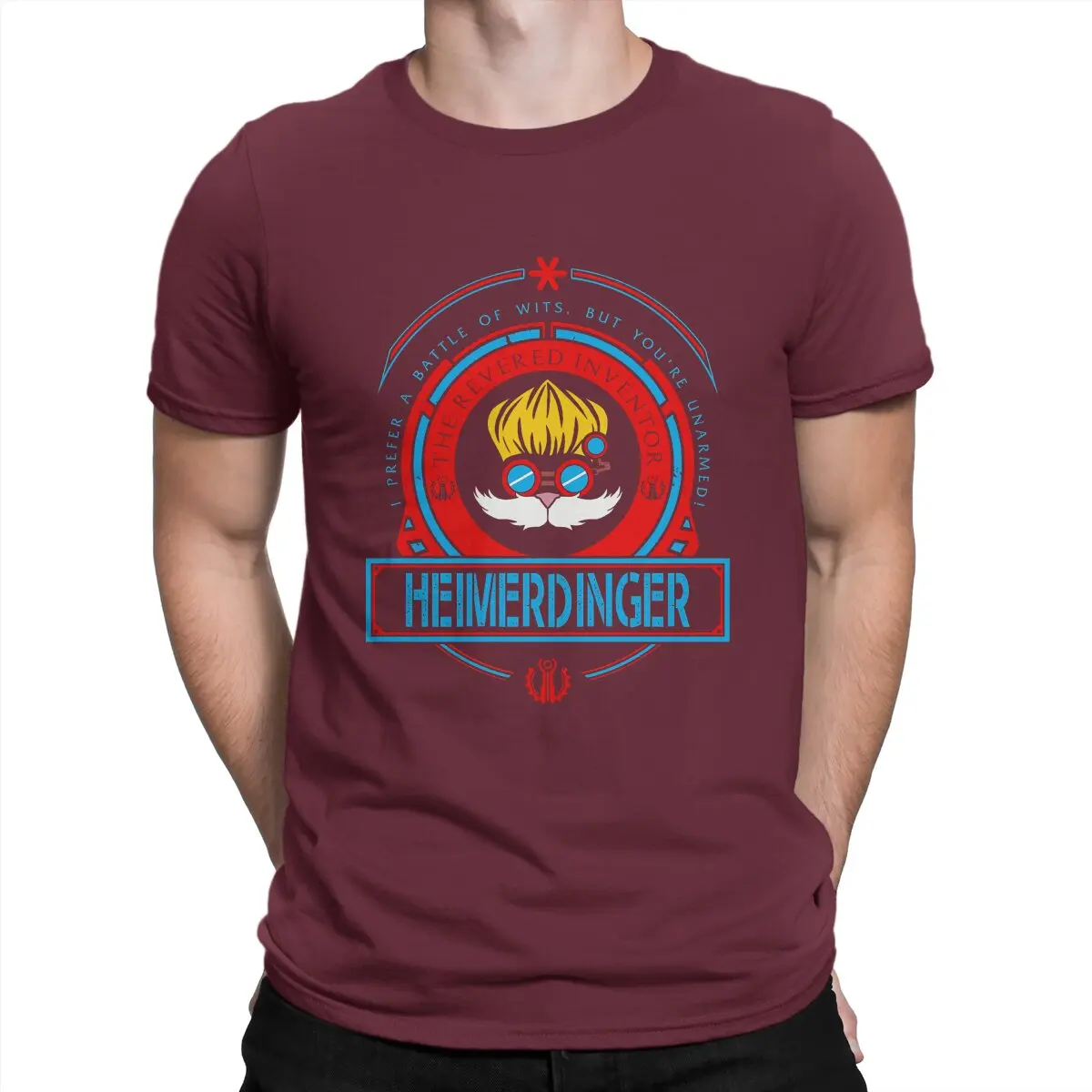 thumbnail image 1 of Camiseta hipster HEIMERDINGER para hombre, de algodón, cuello redondo, de manga corta, de Arcane League of Legends, LOL Game, 1 of 7