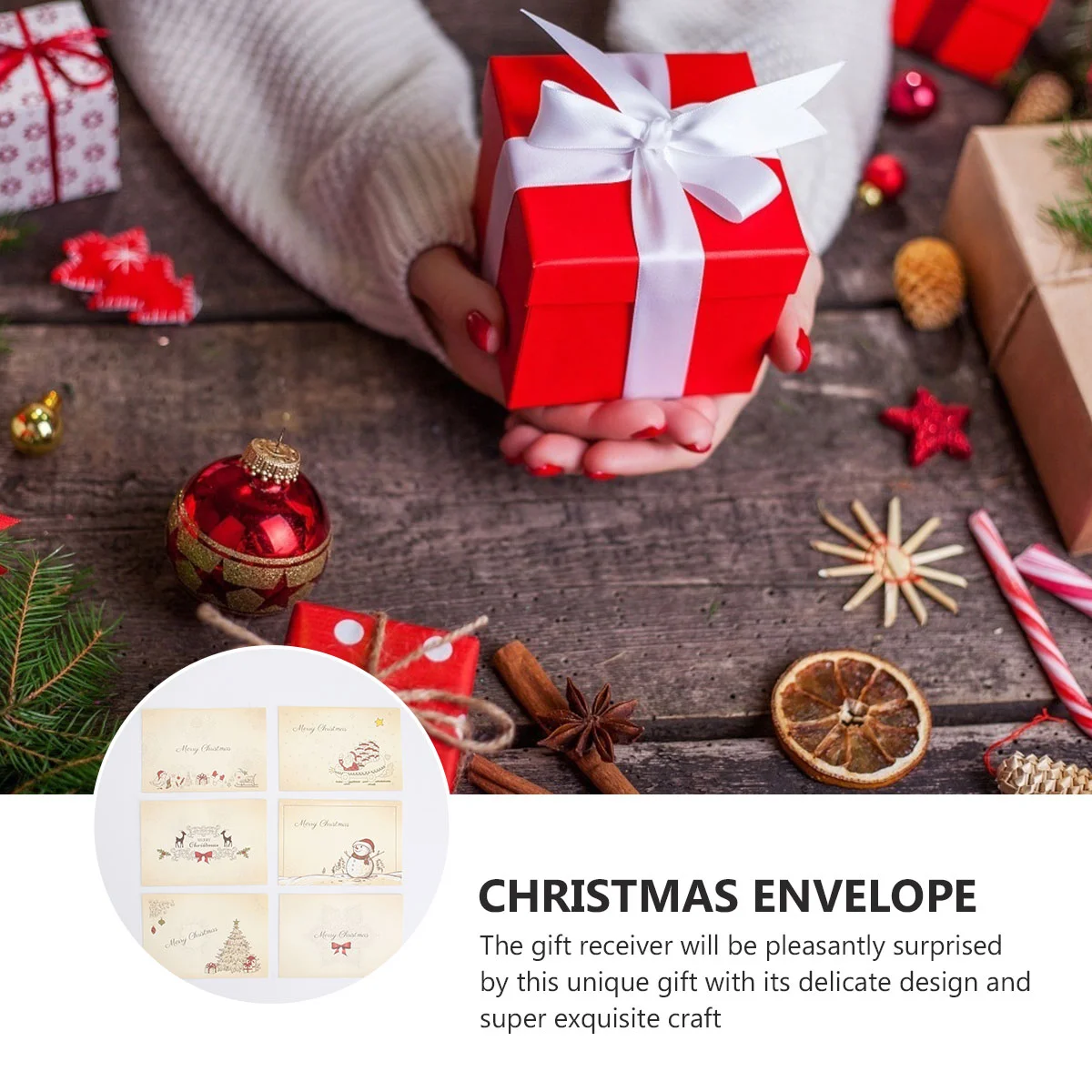6 Pcs Christmas Envelope Greeting Cards Decor Blessing Vintage Gifts for Message Paper Festival