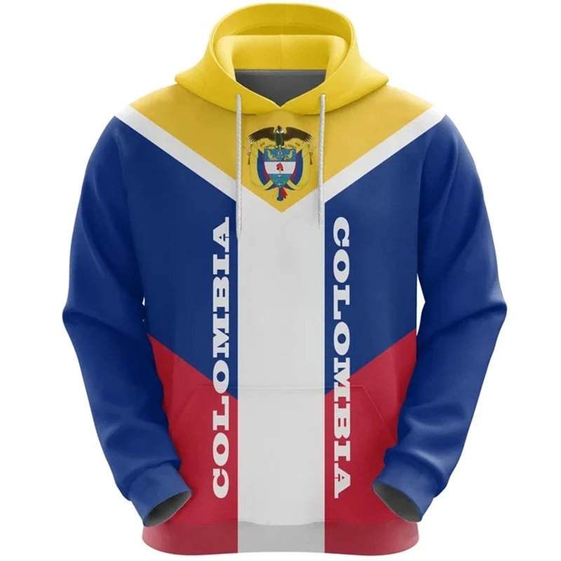 thumbnail image 1 of Sudadera con capucha con estampado 3D de la bandera de Colombia y emblema nacional, sudadera con capucha con estampado de flor de hibisco, ropa para hombre, chándal de manga larga, sudaderas con capuc, 1 of 5