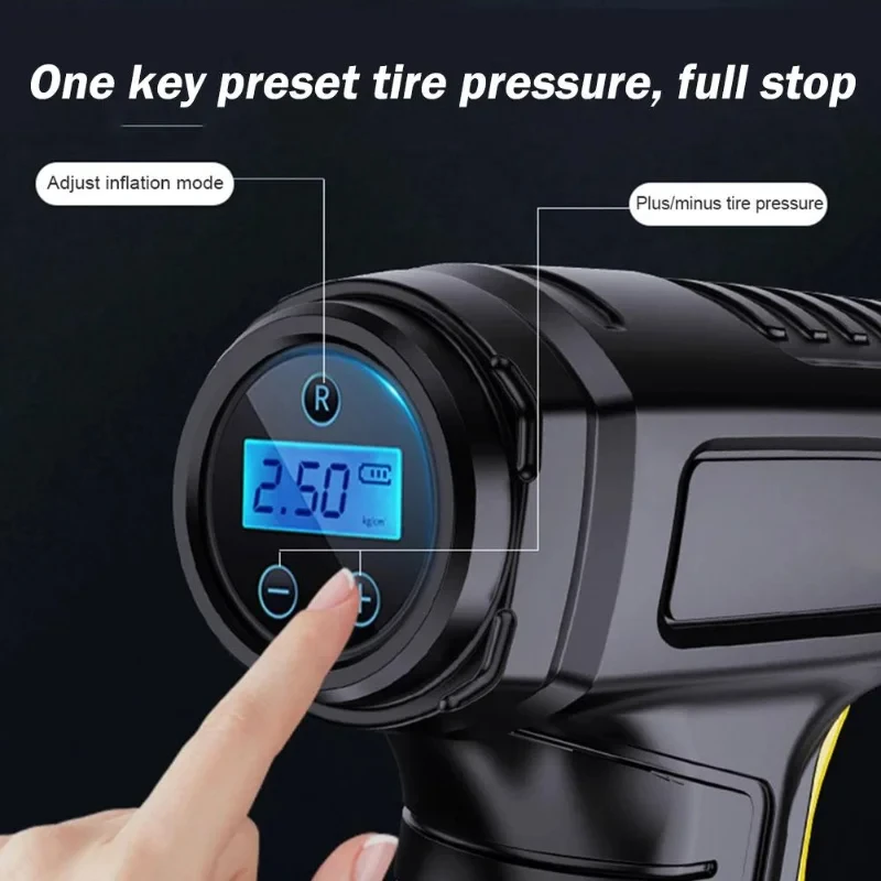 Air Compressor Valve Accessories 120W Handheld Air Compressor Wireless/Wired Inflatable Pump Portable Air Pump Tire Inflator Digital for Car Bicycle Balls